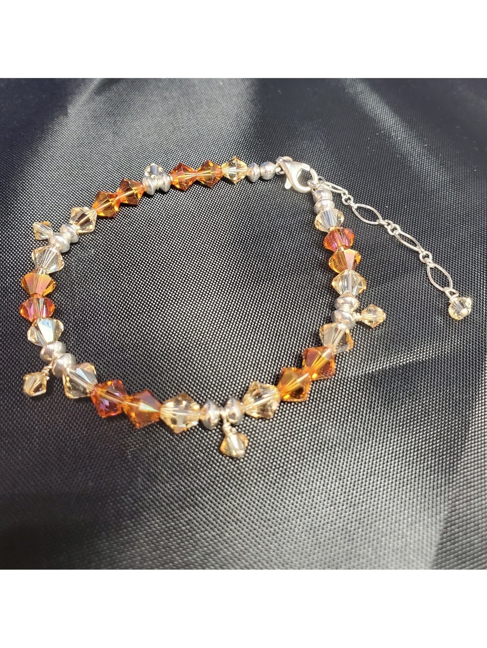 Swarovski Crystal Bracelet Topaz Champagne 925 Sterling Silver 7.5 in
